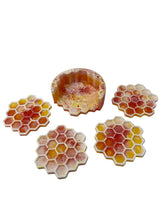 Load image into Gallery viewer, Resin Honeycomb Coasters &amp; Holder
