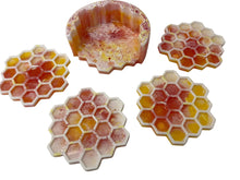 Load image into Gallery viewer, Resin Honeycomb Coasters &amp; Holder
