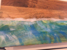 Load image into Gallery viewer, Resin &amp; Acacia Wood Serving Board on Stand
