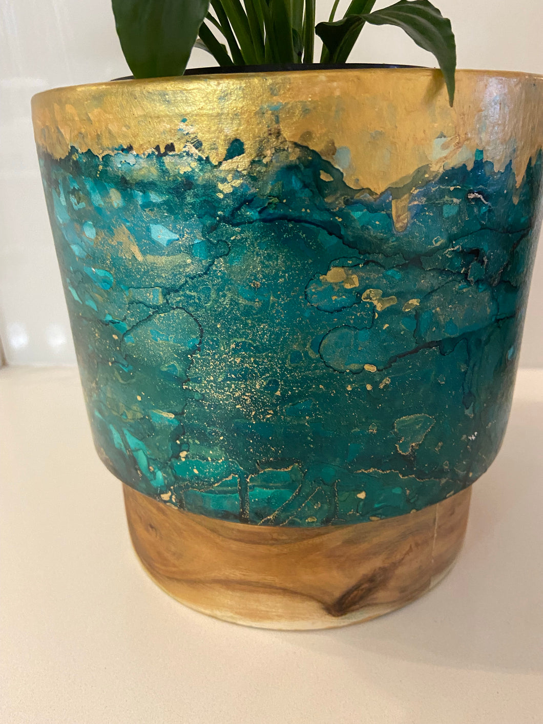 Alcohol Inks Plant Pot