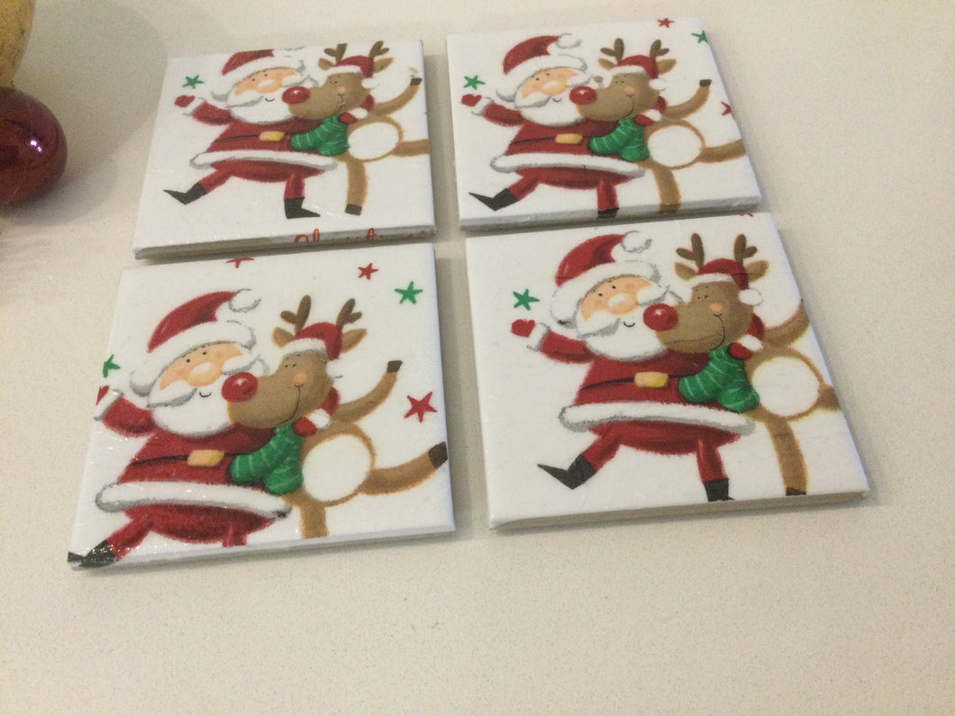 Christmas Ceramic & Decoupage Coasters